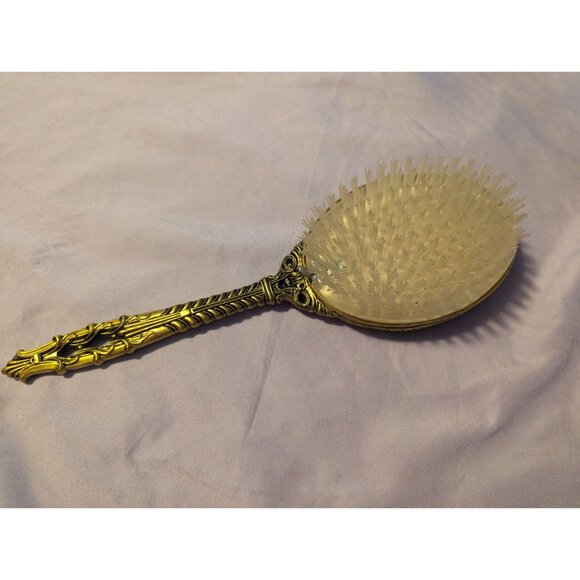 Vintage Gold-Tone Ornate Hairbrush With Floral Design - Picture 2 of 2